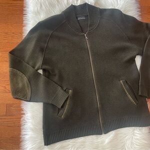 Cooper Knitting Mill Full Zip Sweater Arm Patches  Canada Wool Blend Size Medium